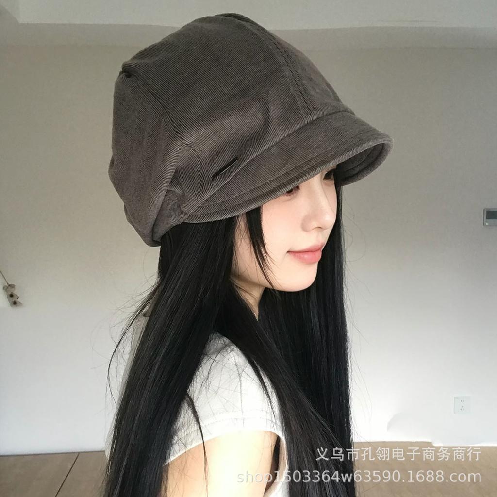 Women S Korean Style Slouch Hat Solid Color Large Head Size Thin Face Slimming Beanie