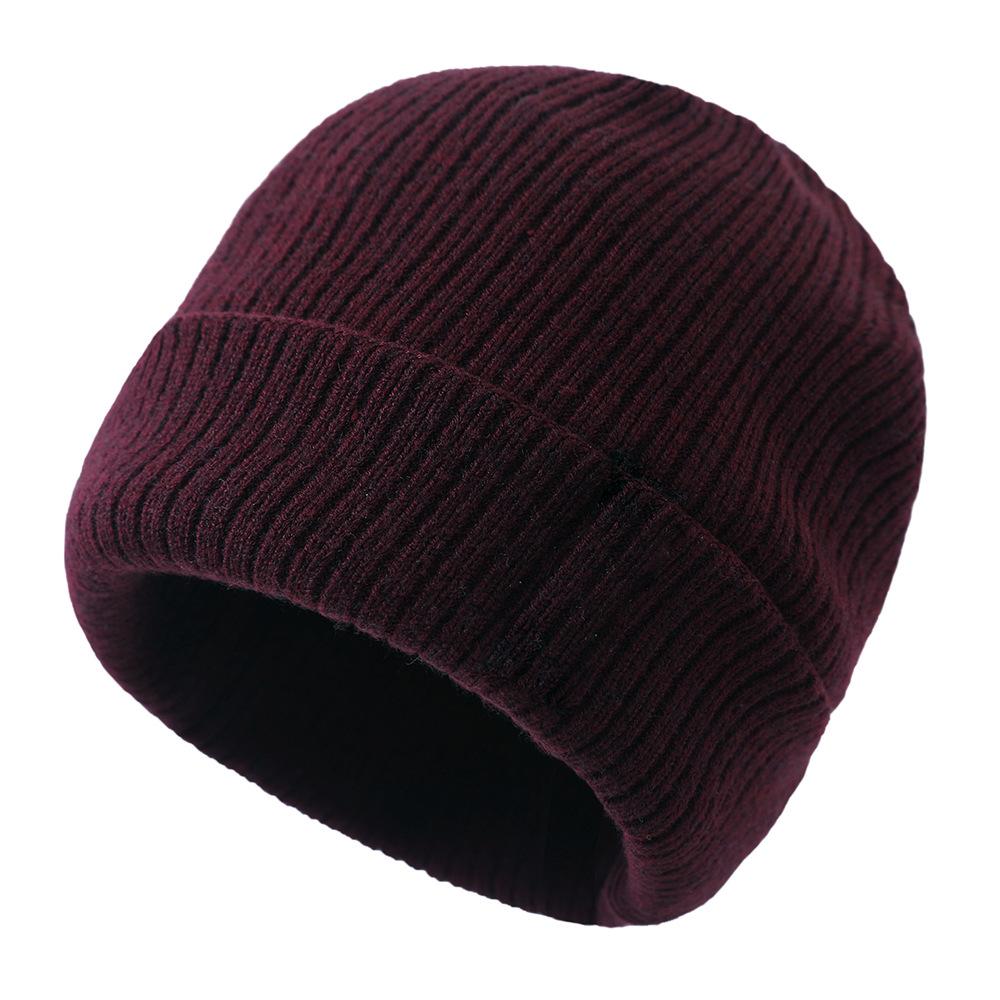 Winter-weight Short-pile Beanie Outdoor Knitted Hat Unisex Solid-colour Woolly Hat Baseball Cap