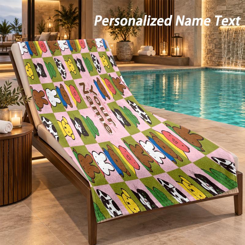 Miffy Custom Name Beach Towel Large Soft Towel for Indoor Bathroom Outdoor Beach