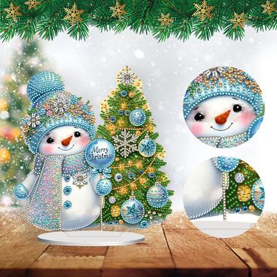 2D/Плоский снеговик DIY Алмазная живопись Настольные украшения Набор Двусторонний печатный Одностороннее сверление для дома Офиса Настольный декор