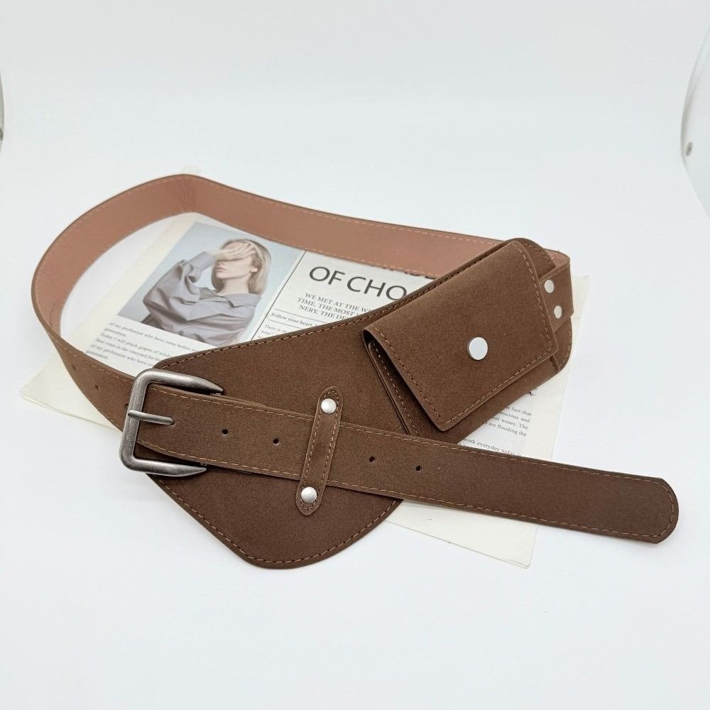 Zinc Zinc Alloy Maillard Waist Belt Wide Suede Waist Bag Belt Fashion Pin Buckle Waistband Daily Outfits