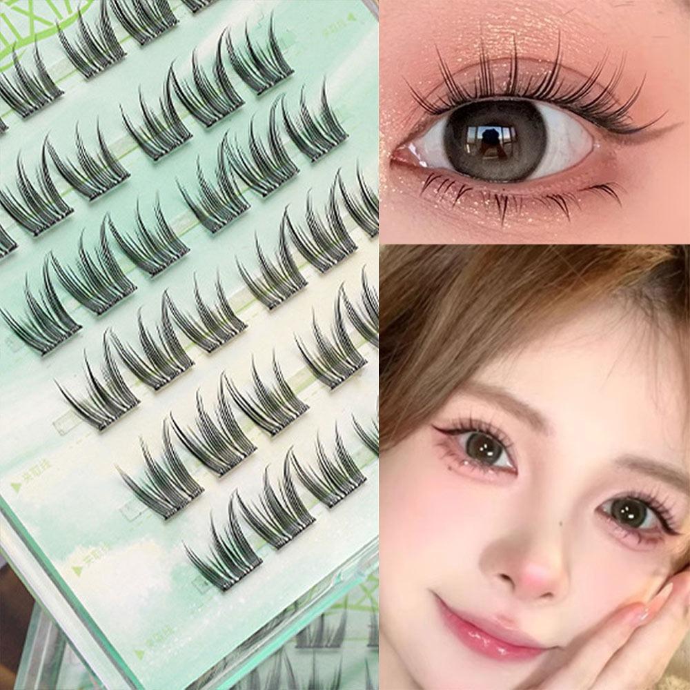 Glue Free Manga Lashes With Jelly Glue Strips 3D False Eyelashes Cat Elf Eyelashes Party Supplies