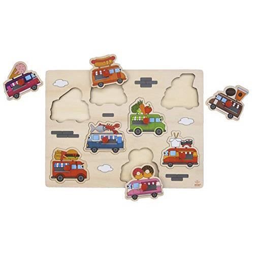 Engelhart - Puzzle d?Quality Buttons - Educational Wooden Games for Children 3 Years and Up (Food Truck)