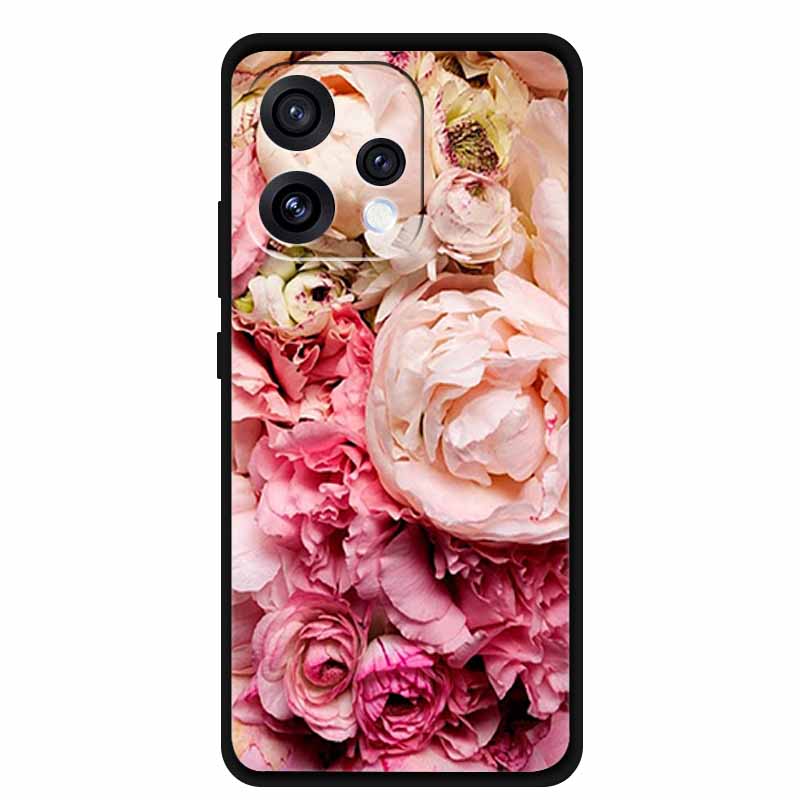 Чехол для Oppo Reno 15 15c Свежий Цветок Мягкий Силикон ТПУ Чехлы для Телефона для Reno15 Reno15C Ударопрочный Крутой Волк Животные Защитный