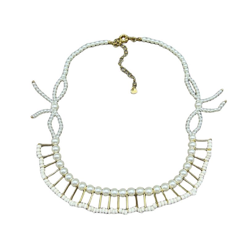 Японское и корейское высококлассное плиссированное жемчужное ожерелье: Женский элегантный, простой, роскошный модный чокер