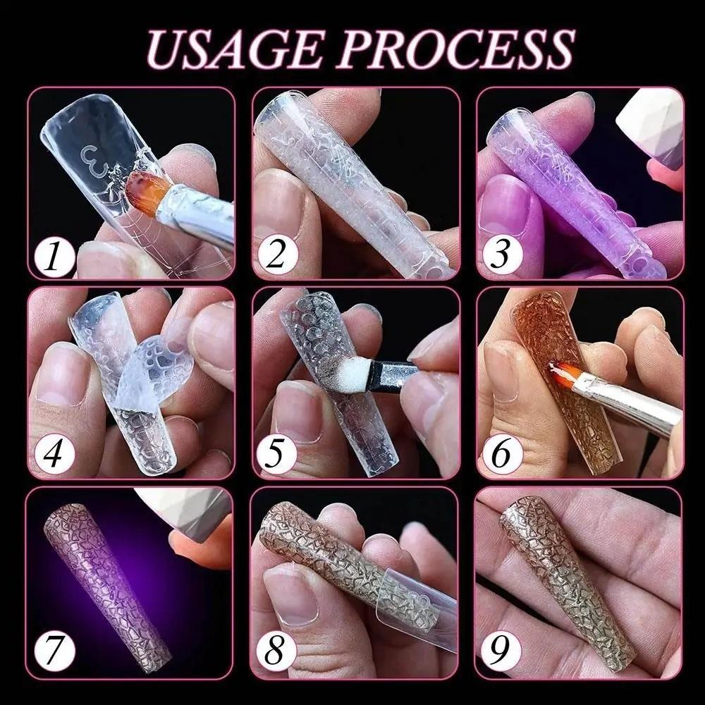 24PCS Snowflake Silicone Nail Sticker Quick Carving Leopard 3D French Nail Stamping Tool Universal Size Nail Crystals Molds