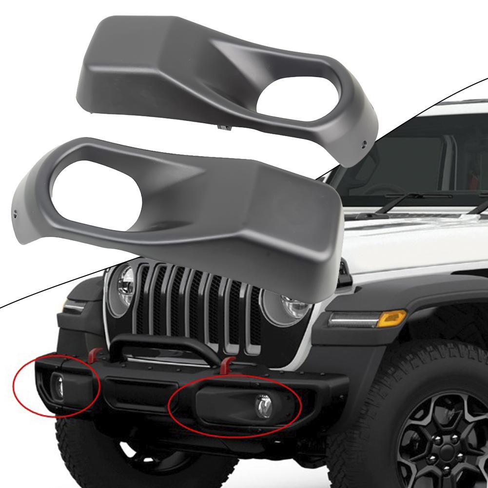 High Quality Car Accessories Car Light Cover Light Cap 1 Pair ABS Black Fog Lamp Bezel Fog Light Front Bumper For JEEP