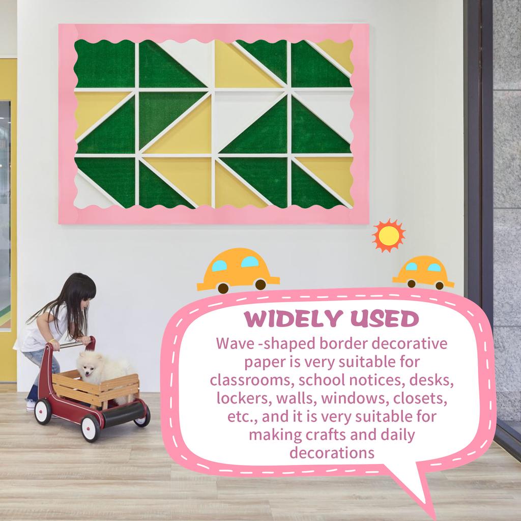 6 Rolls Colorful Bulletin Board Borders Waterproof Scalloped Bulletin Border Trim DIY Freely Cutting Crafts Decorative Paper