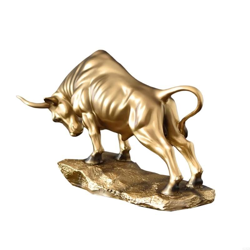 62KD Золотая фигурка коровы Скульптуры коров Золотые украшения коровы Статуэтки Настольное украшение для книжных полок Шкаф Домашний декор