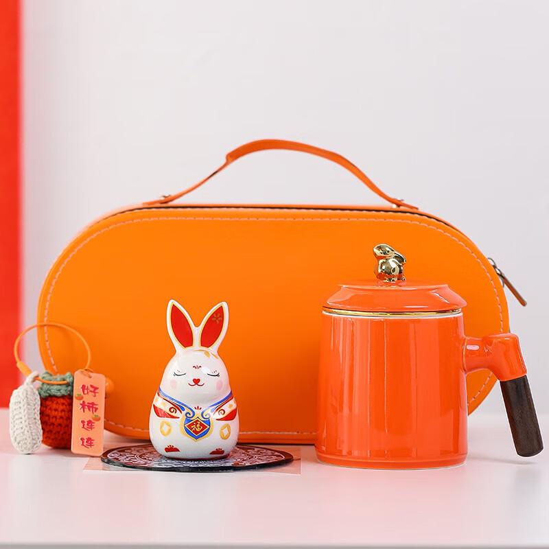 Jade Rabbit Auspicious Ceramic Tea Cup Gift Set