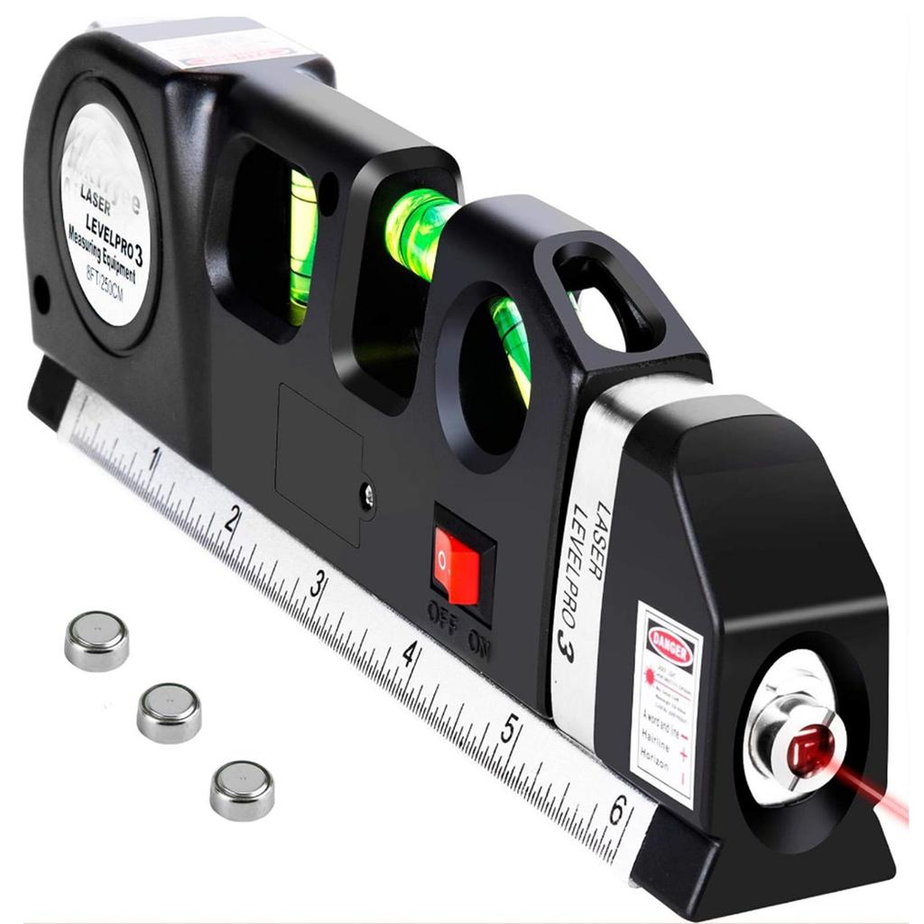 Level Tool Laser Level Leveler Tool Cross Line Vertical and Horizontal Line with Metric Rulers 8ft/2.5M