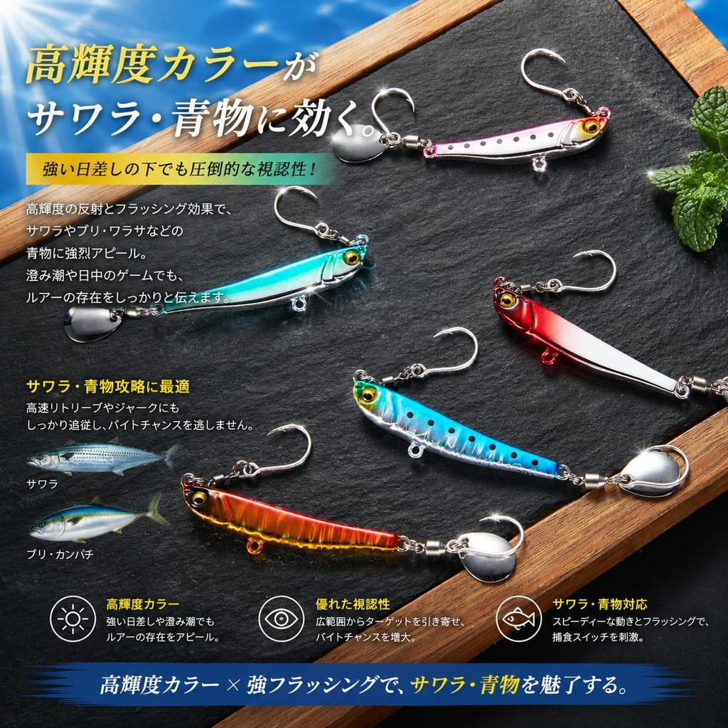 Jig Lure for Spanish Blade Jig 30g 40g Seabass Bluefish Spin Tail KOKO Sawara Blade KOKO LuresMetal Bluefish, Mackerel, 5-Color Set, Lure, Flounder,