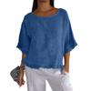 Women's' Fashion Solid Color Round Neck Short Sleeve Loose  Pullover Shirt Top