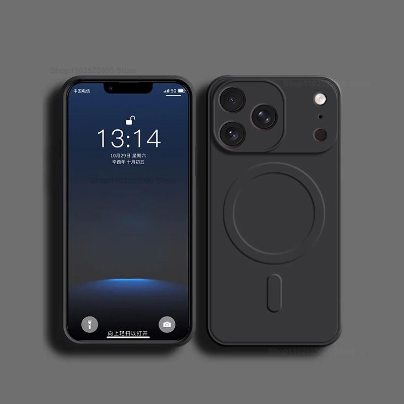 Магнитный Чехол из Жидкого Силикона Magsafe Для iPhone 17 16 12 15 14 13 Pro Max Plus 17 Беспроводная Зарядка Мягкий Чехол