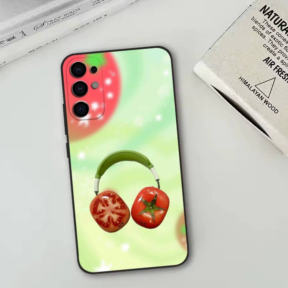 Помидор Мультяшный Милый Креативный Чехол Для Телефона Для Samsung S25,S24,S21,S22,S23,S30,Ultra,S20,Plus,Fe,Мягкий Силикон Черный Чехол