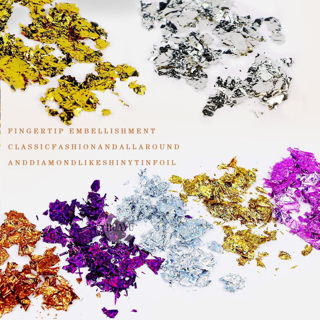 22 Colors Super Thin Shiny Gold Gold Leaf Flakes Nail Gold Foil Flakes for Nail Art Resin Craft Decoration