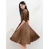 Jiuzi Anna Kou Elegant, Intellectual, Romantic, Folded Texture Chiffon Waist Dress for Women 2025 Summer New Style
