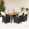 VidaXL Garden Dining Set Cushions 7pcs Black Wicker, Outdoor Dining Set 3276859