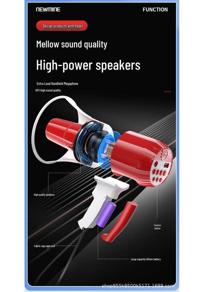 Newman 639U Rechargeable Handheld Megaphone with Recording & Large Speaker for Outdoor Use