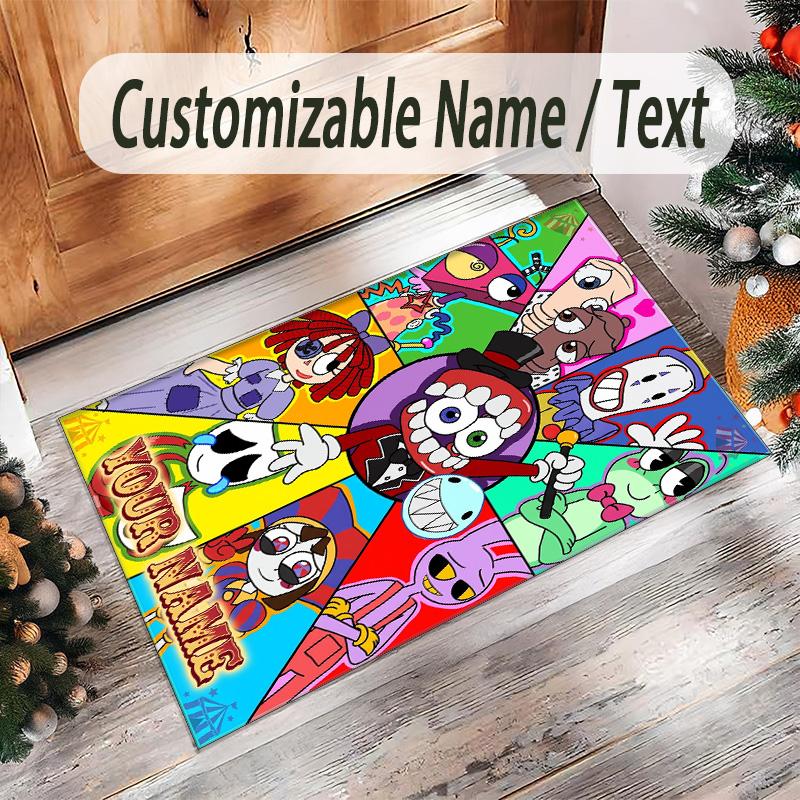 Personalized Crystal Velvet Carpet Custom Name Text,The Amazing Digital Circus Anti Slip Area Rug For Home Decoration