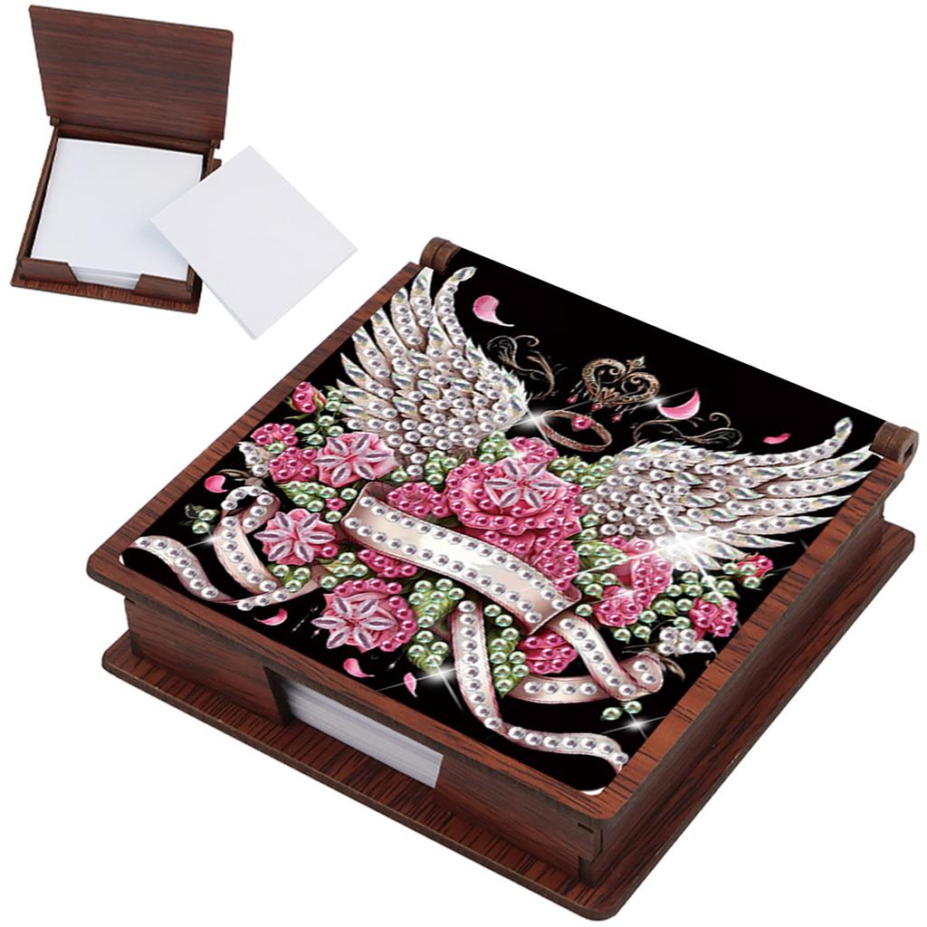 Wooden DIY Diamond Painting Kit Note Box Contains 160 Sheets of Paper Memo Paper Storage Box Diamond Art for Office Desk