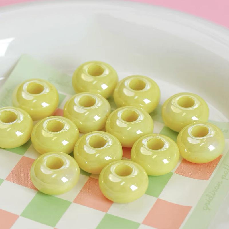 10 шт. 14 мм акриловые цветные счеты с большим отверстием, отдельные бусины, сделай сам, ручная работа, цепочка для мобильного телефона, аксессуары для волос, ожерелье, материал из бисера