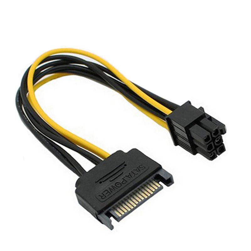 6pcs SATA Power Cable For Riser Card PCI EXPRESS PCI-E Sata Graphics Converter Adapter Video Card Power Cord15 Pin To 6 Pin