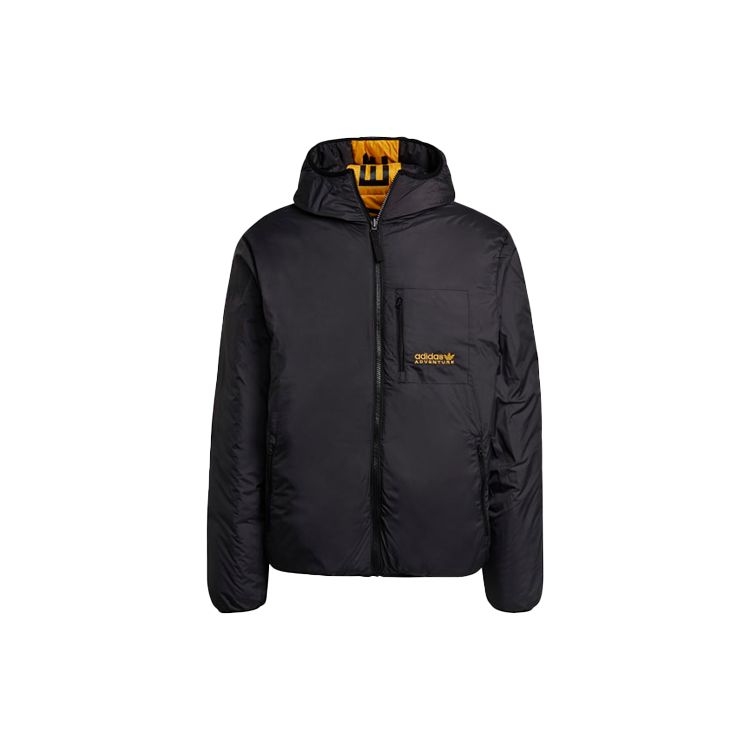 Adidas Originals Embroidered Logo Color-Block Hooded Cotton Jacket Men Outerwear Black H13573