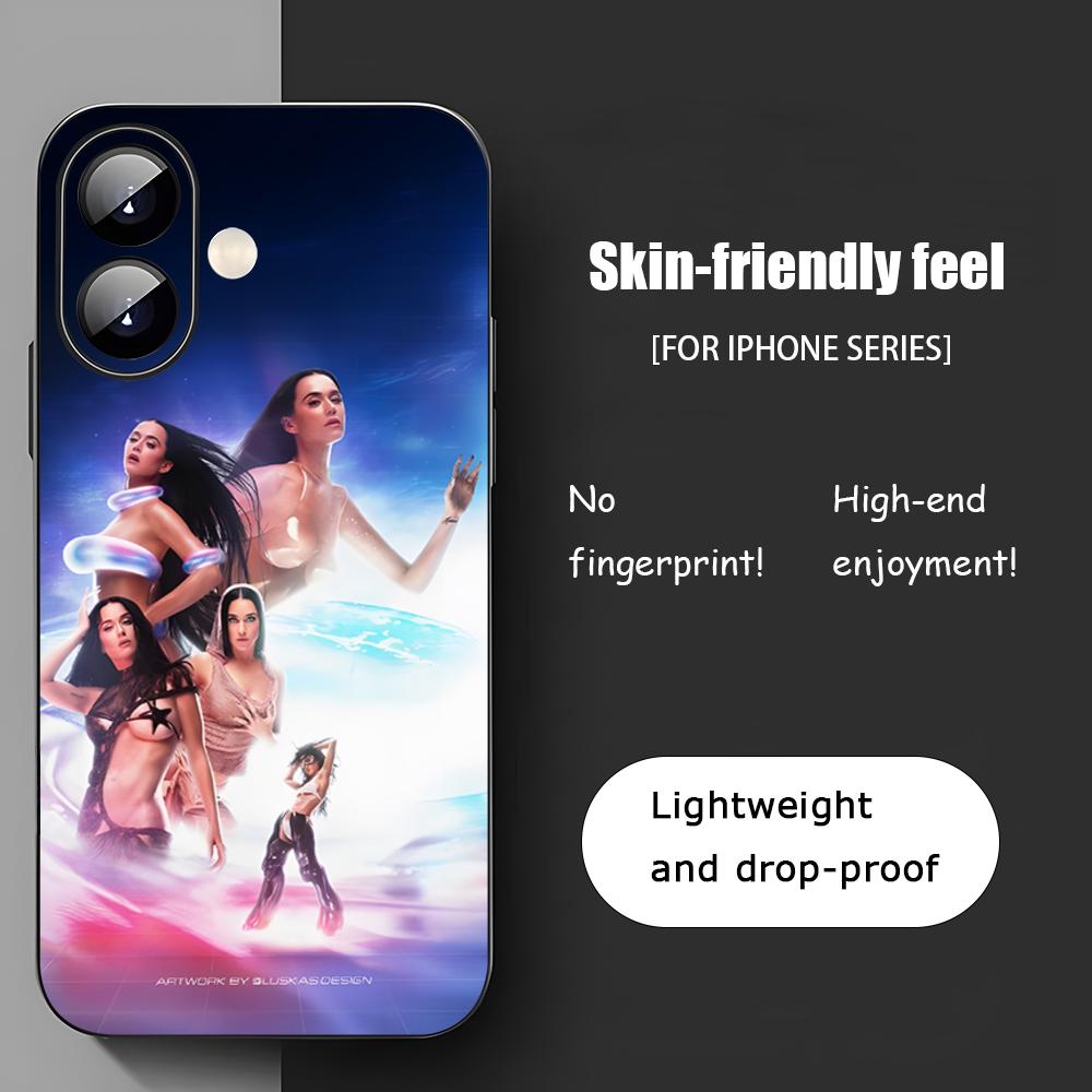 K-Katy Perry Singer Hot Star Phone Case For iPhone 17 16 15 14 13 12 11 X XR XS 8 Plus Mini Pro Max Soft black Shockproof Cover