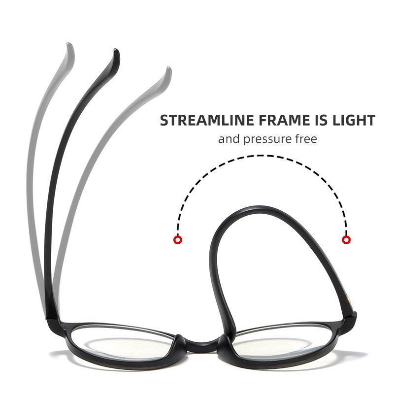 Fashion Anti Blue Light Reading Glasses Retro TR90 Ellipse Frame Middle-aged Elderly Presbyopia Eyeglasses Diopter