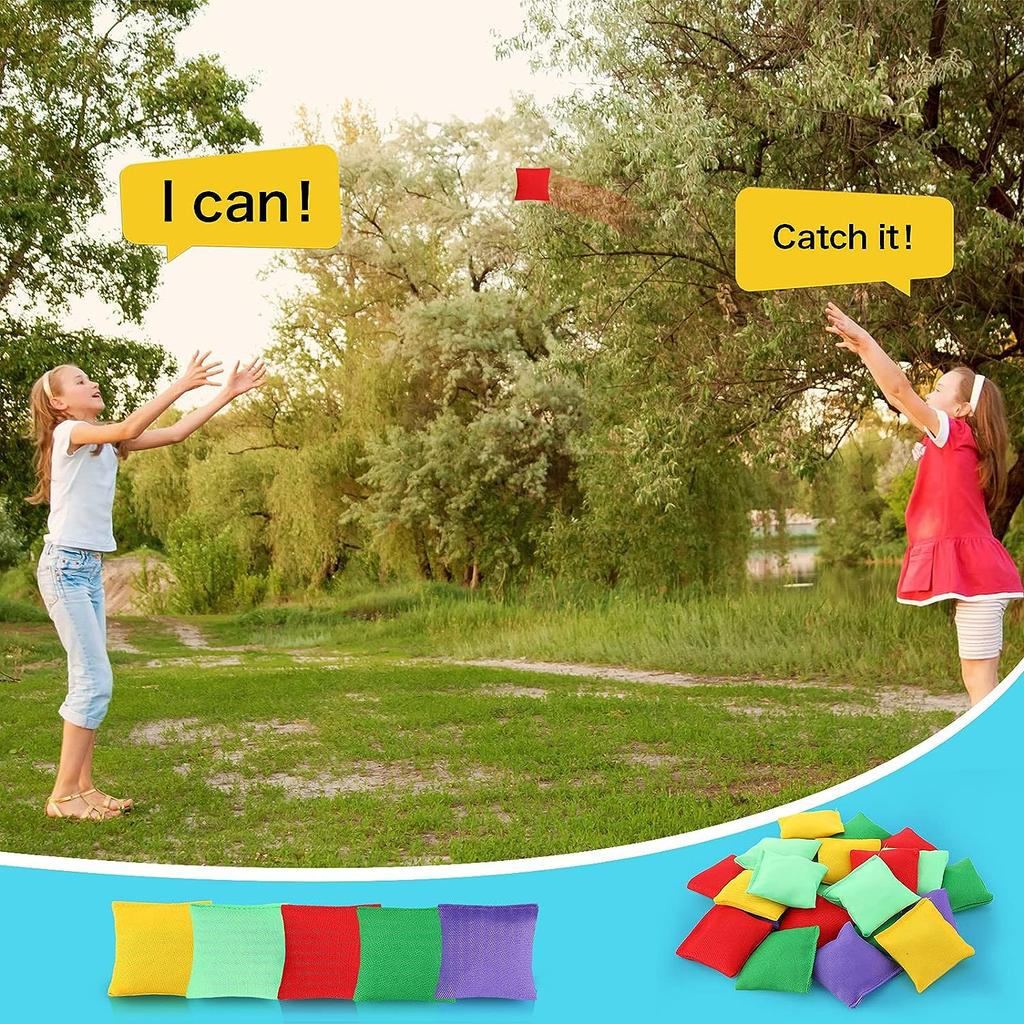 10Pcs 5/7cm Square Canvas Soft Sandbags - Portable Indoor Outdoor Children's Playground Throwing Handmade Game Toy Props