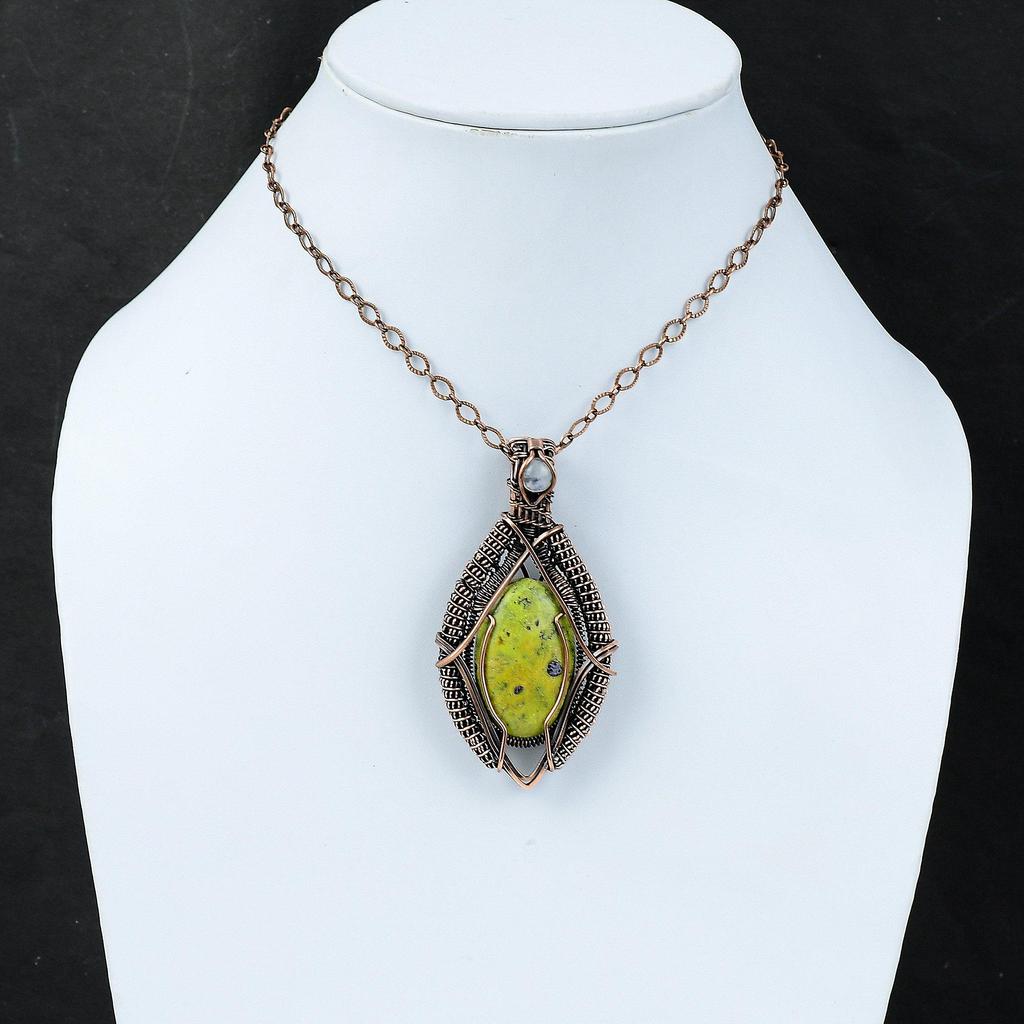 Стихтит, медная проволока, обернутая подвеска, Радужные украшения из лунного камня, кулон ручной работы, ювелирные изделия со стихтитом, драгоценный камень, подарок для нее, ювелирные изделия из медной проволоки