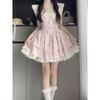 Sweet Spice Girl Pink Floral Dress Women's Summer Xiaofei Sleeve Design Sense Princess Cake Dress Waist Fluffy Dress
