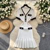 Summer Women V-neck Knitted Sweater Mini Short Mermaid Fishtail Pullover Dresses