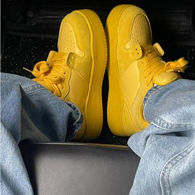 Дофаминовые кроссовки на толстой подошве, увеличивающие рост, универсальные, женские, трендовые, летние, новые, желтые, повседневные