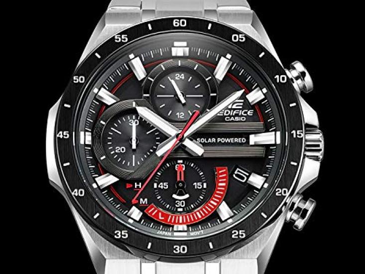 Часы CASIO Edifice Chronograph Analog Solar Waterproof Black Black Silver EQS-920DB-1A Mens