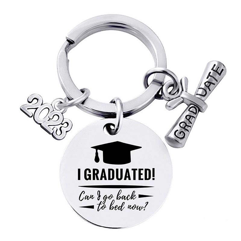 Graduation Gift Stainless Steel Keychain Rings Key Holder Creative Decorated Accessories