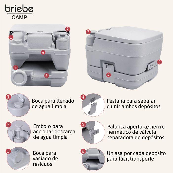 Toilette Portable Chimique pour Adultes 10L Camper, Camping, Auto Caravane WC Briebe Camp Compact Go WC1194 Gris