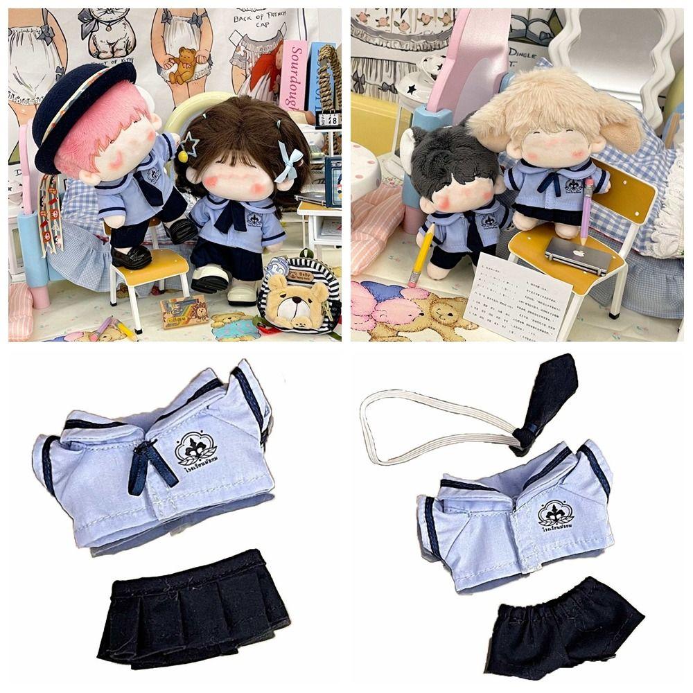 10cm 20cm Miniature School Uniform Changing Dress Game Shirt Necktie Pants Set Cotton Stuffed Doll