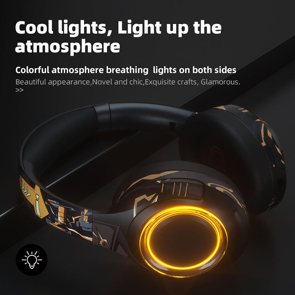 Беспроводные наушники Bluetooth 5.1 с шумоподавлением, игровая гарнитура с HD-микрофоном, светящаяся гарнитура, поддержка наушников TF Play для игрового ноутбука