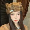 2025 Женский милый берет с кошачьими ушками - Большой окружности, льстящий лицу, универсальный для весны/осени