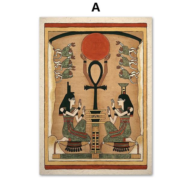 Ancient Egyptian Wall Art Canvas Painting Bastet Anubis God Pharaoh Nordic Posters and Prints Wall Picture for Living Room Decor No Frame