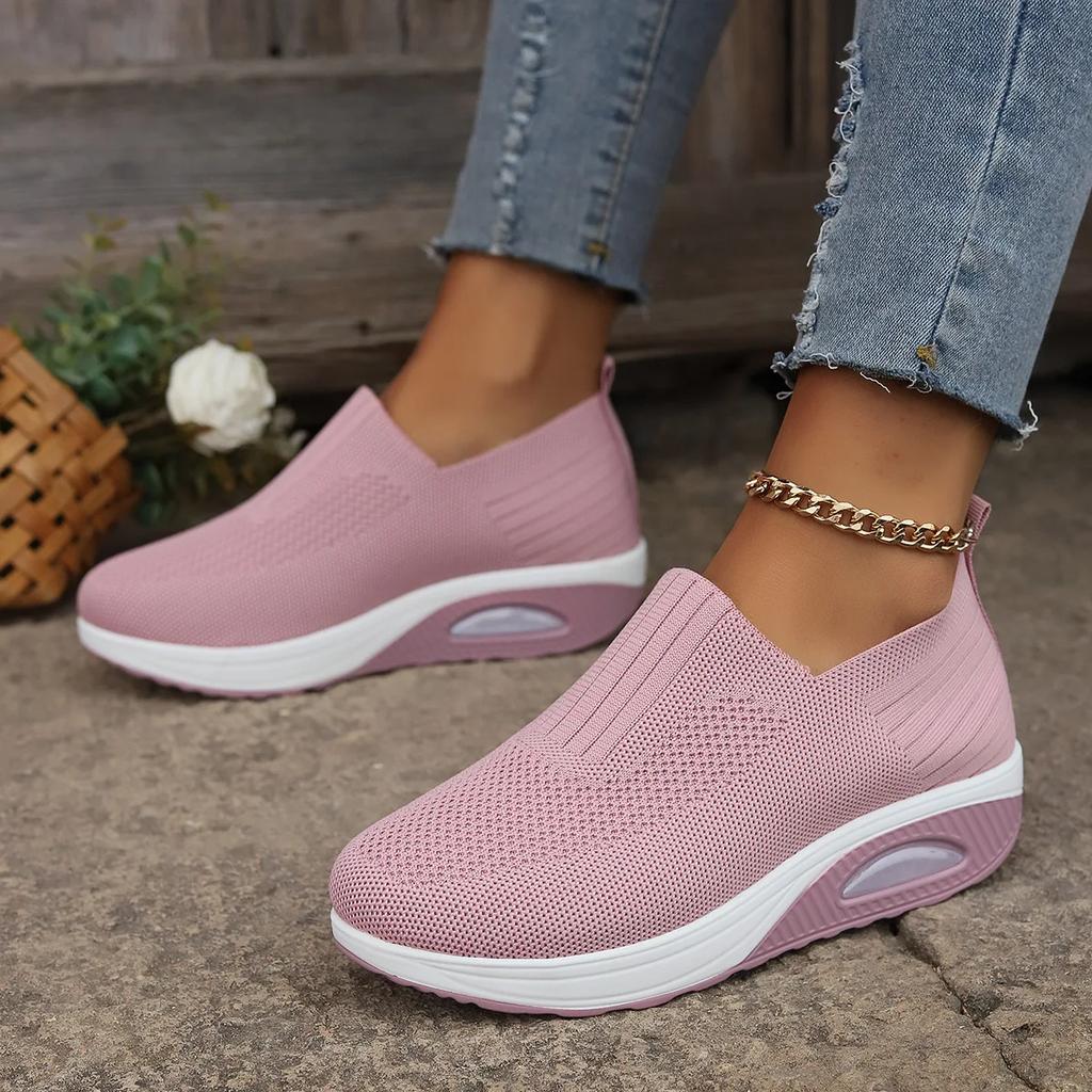 Fashion Women Walking Shoes Air Cushion Non Slip Orthopedic Shoes Ladies Platform Mules Breathable Wedge Female Sneakers 2025