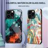 Tempered Glass Casing 3D Colored Printed Protective TPU Cover Soft Case Shell for iPhone Samsung