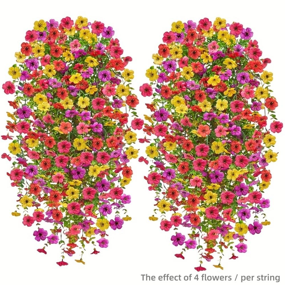 4pcs Artificial Hanging Trumpet Flowers -Outdoor Indoor Doorstep , Festive Home Accents, Floral Display Durable Flower Vines