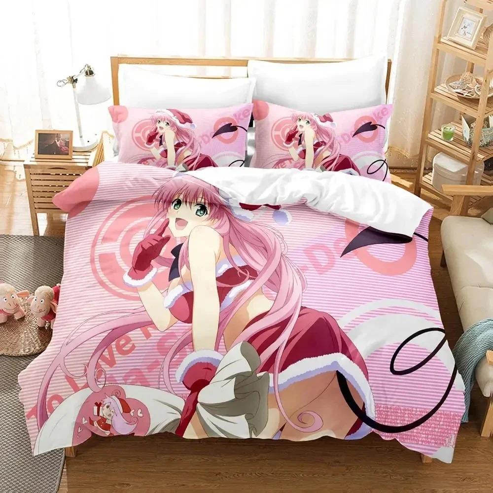 Аниме Yami To LOVE-Ru Постельный комплект Пододеяльник Комплект для кровати Покрывало Наволочка Одеяло Кинг Размер Королева Размер Мальчики Взрослые