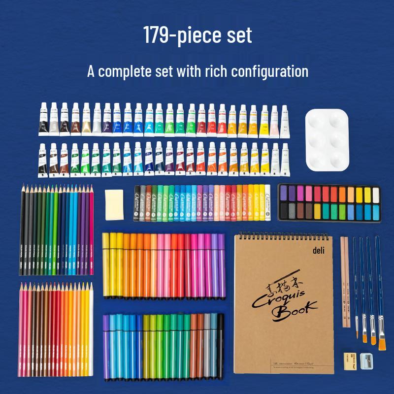 Deli 179-Piece Kids' Deluxe Art Set Gift Box