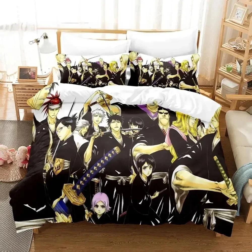 Комплект постельного белья Аниме Zangetsu Bleach с 3D-печатью, Односпальный, Полуторный, Двуспальный, Кинг-сайз, Комплект для кровати Кинг-сайз, Для взрослых, Для детей, Комплекты пододеяльников для спальни