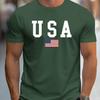 Men's 100% Pure Cotton Summer Loose Fit Large Usa Print Casual Slim Fit Round Neck Short Sleeved T-shirt Top