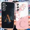 Чехол для Samsung Galaxy A55 5G Новый Модный Цветочный с Буквами Прозрачный Мягкий Силиконовый Чехол для Телефона Для Samsung A15 A25 A35 5G Funda